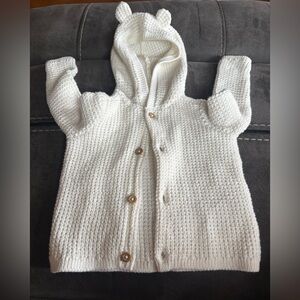 🔥5 FOR $25🔥 Carter's Ivory Baby Knit Button-Up Sweater with Ears